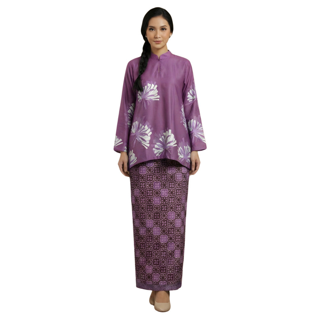 KAMDAR Liliana Baju Kurung Kedah Modern Satin • Mandarin Collar • Loose Fit • Full Elastic • S–3XL