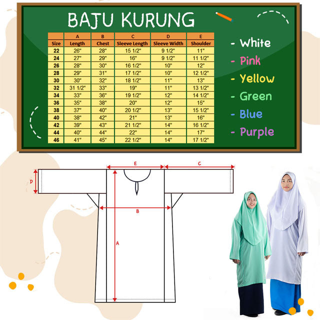 [KAMDAR] UNIFORM BAJU SEKOLAH PUTIH KOSHIBO SIZE 22-46 Kain Koshibo/Kurung Pesak/Baju Sekolah Rendah/Menengah