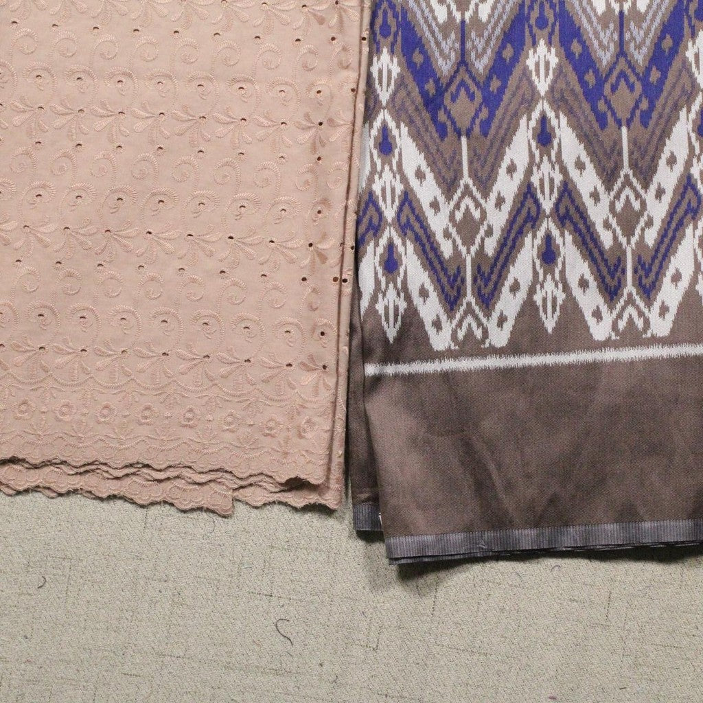 KAMDAR Cotton Embroidery Jacquard Bidang 44"' + Bidang 42" Open Meter (Kain Ela) - Texture & Timbul