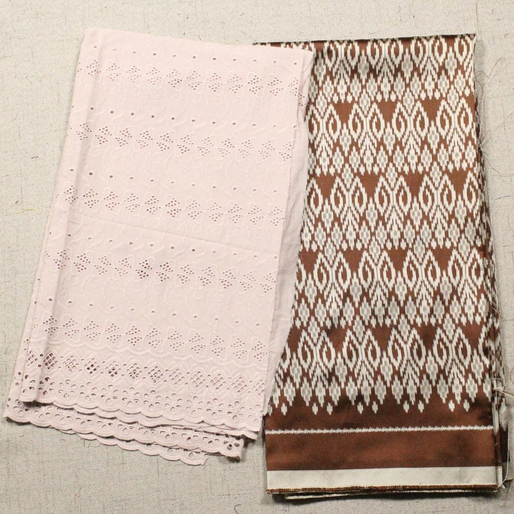 KAMDAR Cotton Embroidery Jacquard Bidang 44"' + Bidang 42" Open Meter (Kain Ela) - Texture & Timbul