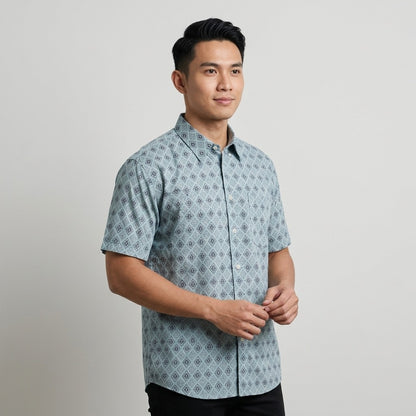 KAMDAR Aaron Satin Shirt Lelaki | Kemeja Lengan Pendek Satin Premium | Smart Casual & Formal | M-5XL