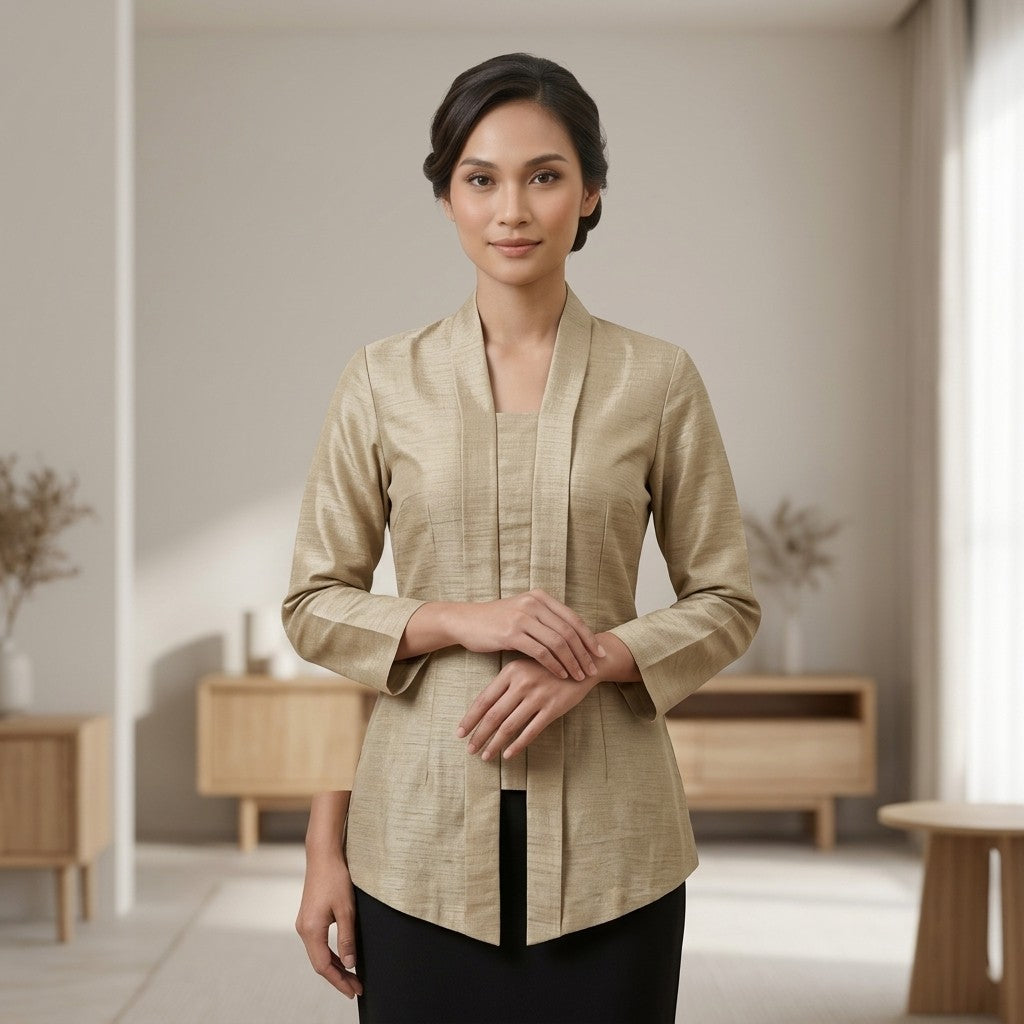 KAMDAR Cempaka Linen Kebaya Top | Kebaya Pendek Moden Breathable | Raya & Office Wear | S-2XL