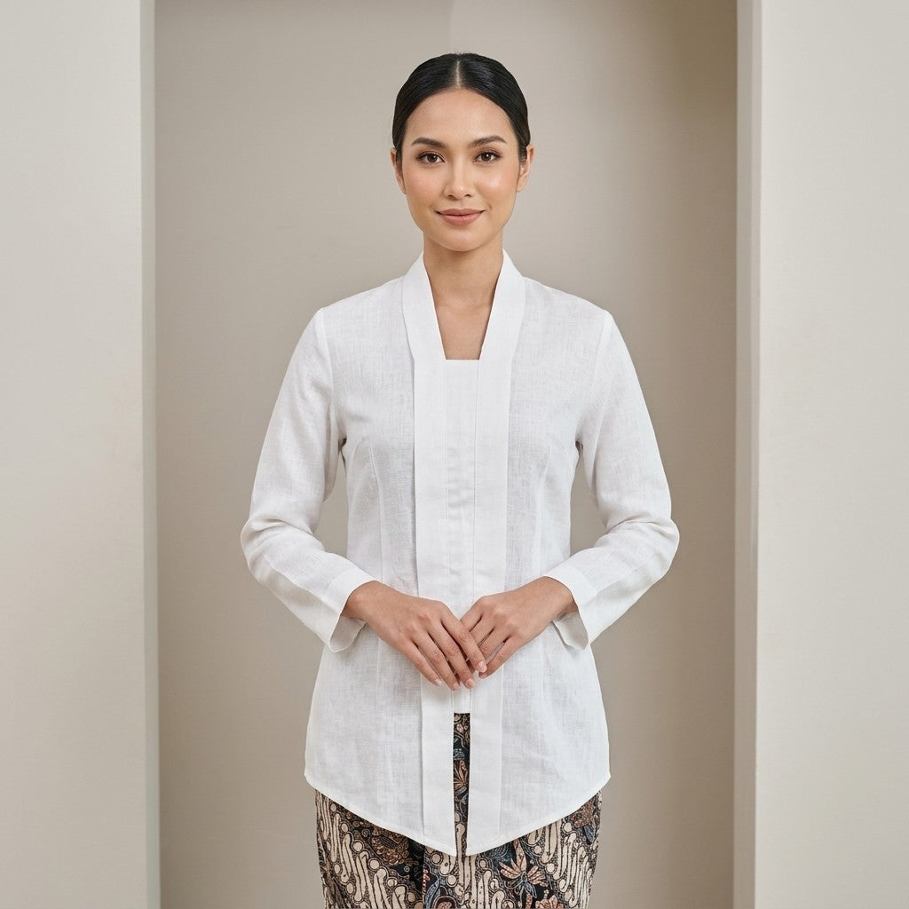 KAMDAR Cempaka Linen Kebaya Top | Kebaya Pendek Moden Breathable | Raya & Office Wear | S-2XL