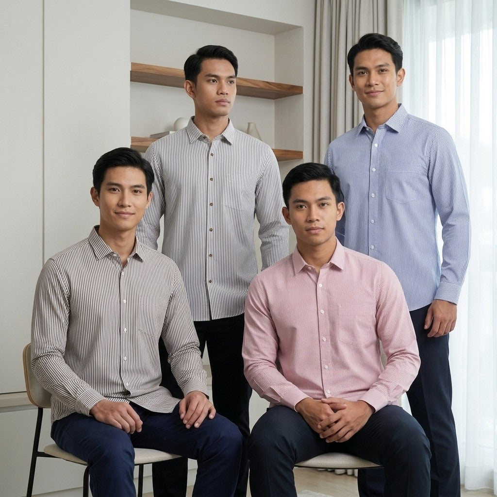 KAMDAR Ariel Executive Stripe Shirt Lelaki | Kemeja Lengan Panjang Stripe | Smart Formal Office | M-5XL
