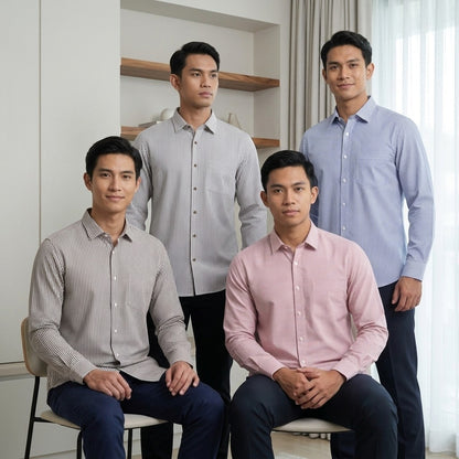 KAMDAR Ariel Executive Stripe Shirt Lelaki | Kemeja Lengan Panjang Stripe | Smart Formal Office | M-5XL