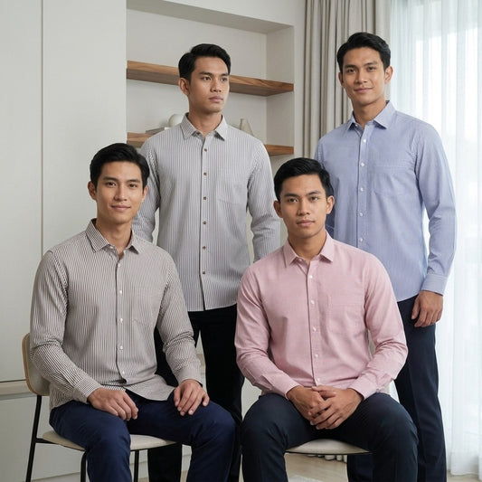 KAMDAR Ariel Executive Stripe Shirt Lelaki | Kemeja Lengan Panjang Stripe | Smart Formal Office | M-5XL