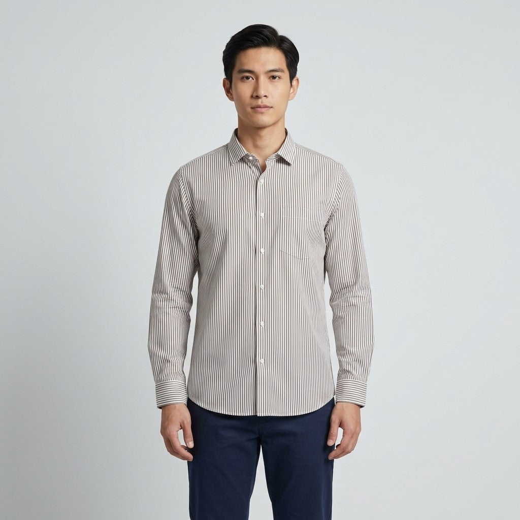 KAMDAR Ariel Executive Stripe Shirt Lelaki | Kemeja Lengan Panjang Stripe | Smart Formal Office | M-5XL