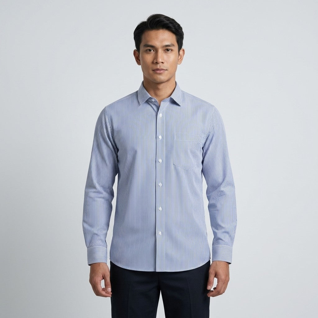 KAMDAR Ariel Executive Stripe Shirt Lelaki | Kemeja Lengan Panjang Stripe | Smart Formal Office | M-5XL