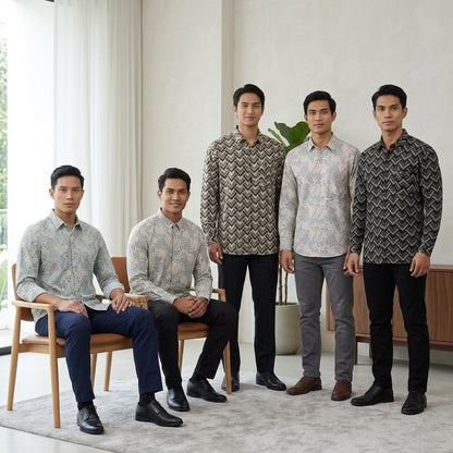 KAMDAR Aurelion Digital Shirt Lelaki | Kemeja Lengan Panjang Lycra Stretchable | Smart Casual Formal | M-5XL