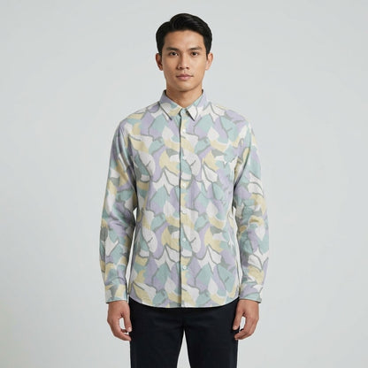 KAMDAR Aurelion Digital Shirt Lelaki | Kemeja Lengan Panjang Lycra Stretchable | Smart Casual Formal | M-5XL