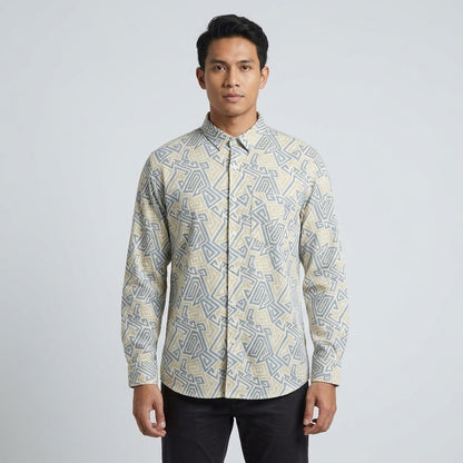 KAMDAR Aurelion Digital Shirt Lelaki | Kemeja Lengan Panjang Lycra Stretchable | Smart Casual Formal | M-5XL