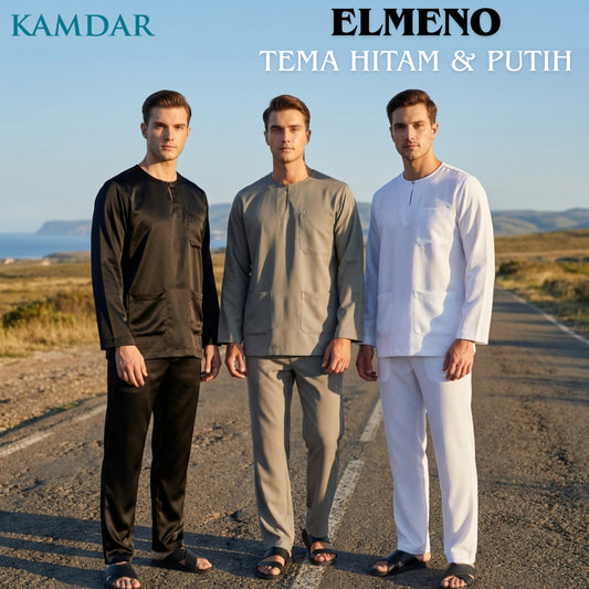 KAMDAR Tema Hitam & Putih Elmeno Baju Melayu Teluk Belanga