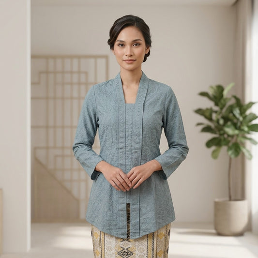 KAMDAR Ayu Embroidery Kebaya Top | Kebaya Sulam Cotton Elegan | Raya & Kenduri | Saiz 38-46