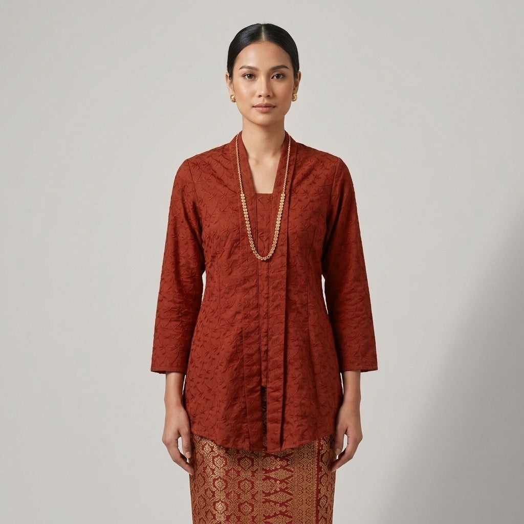 KAMDAR Ayu Embroidery Kebaya Top | Kebaya Sulam Cotton Elegan | Raya & Kenduri | Saiz 38-46