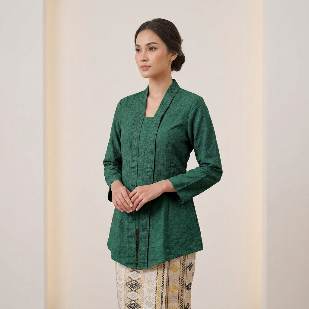 KAMDAR Ayu Embroidery Kebaya Top | Kebaya Sulam Cotton Elegan | Raya & Kenduri | Saiz 38-46