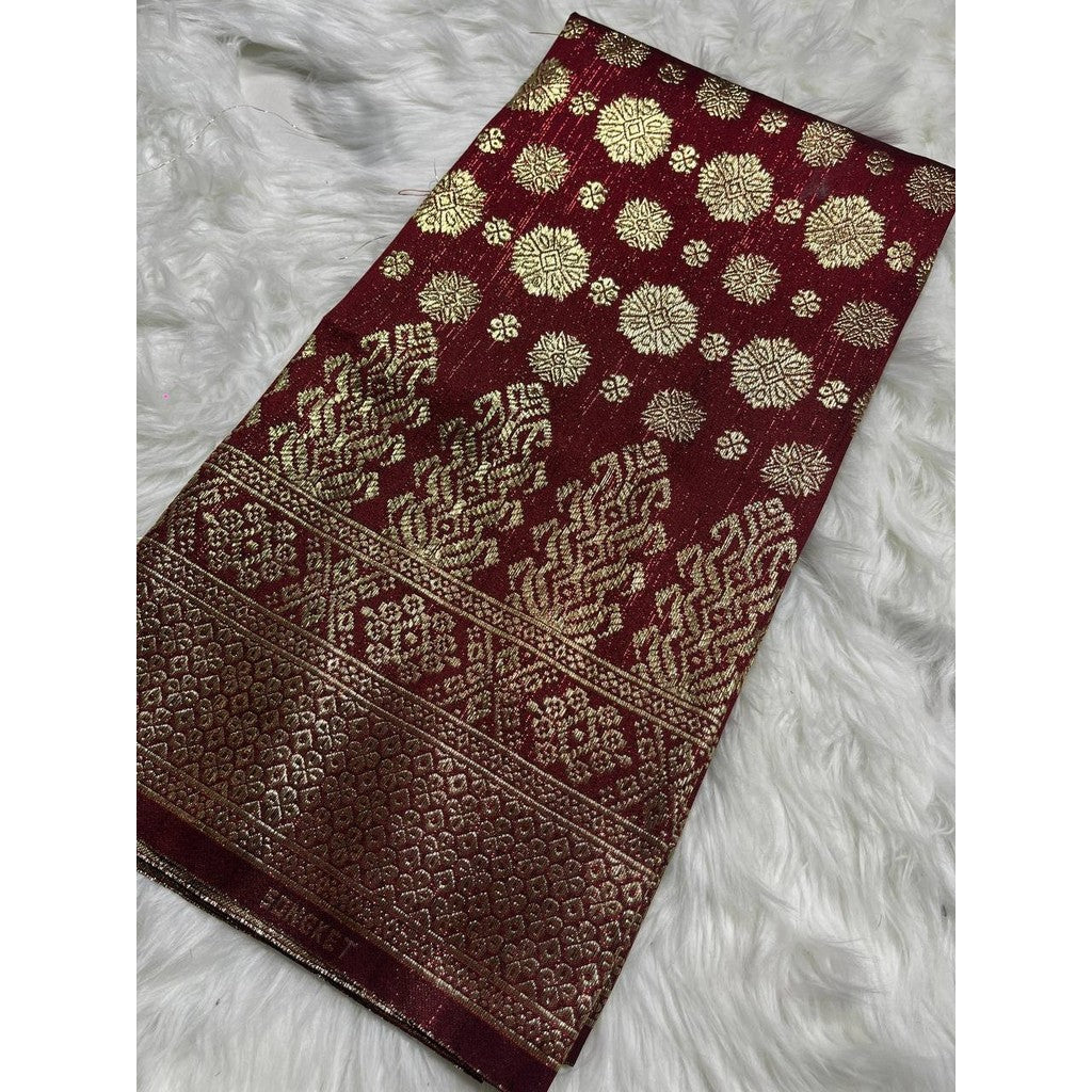 KAMDAR Songket Viral Cyberpunk Gold Bidang 44" Open Meter (Kain Ela) - Ironless & Tak Jarang