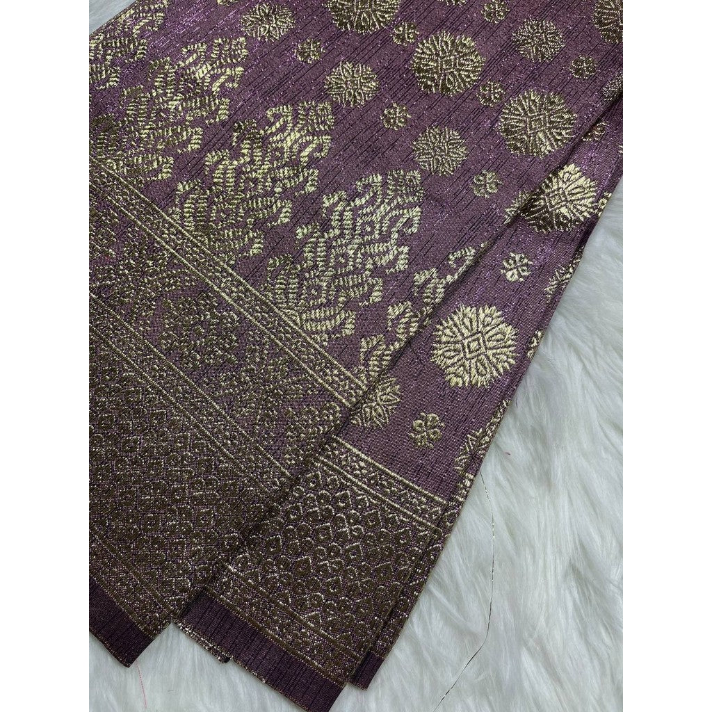 KAMDAR Songket Viral Cyberpunk Gold Bidang 44" Open Meter (Kain Ela) - Ironless & Tak Jarang
