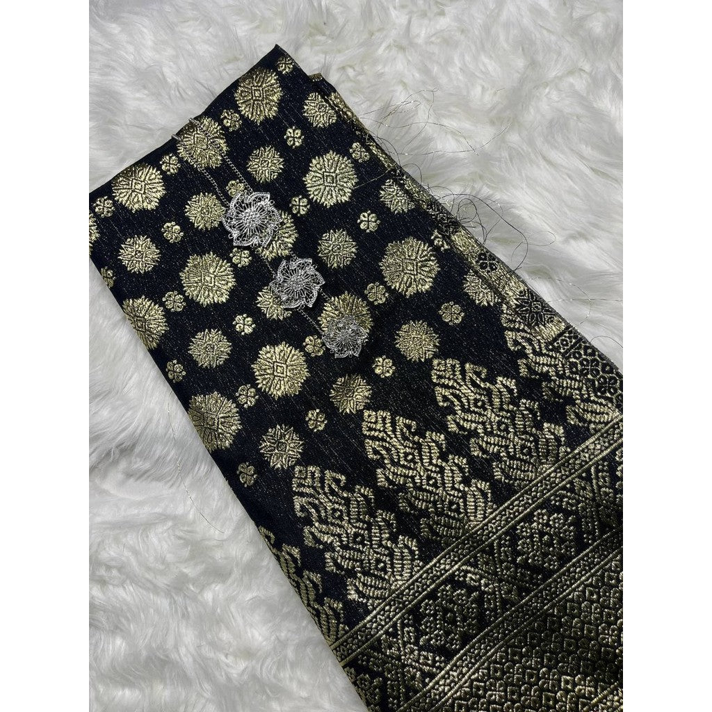 KAMDAR Songket Viral Cyberpunk Gold Bidang 44" Open Meter (Kain Ela) - Ironless & Tak Jarang
