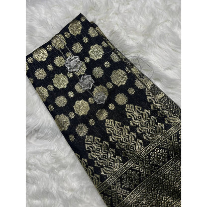 KAMDAR Songket Viral Cyberpunk Gold Bidang 44" Open Meter (Kain Ela) - Ironless & Tak Jarang