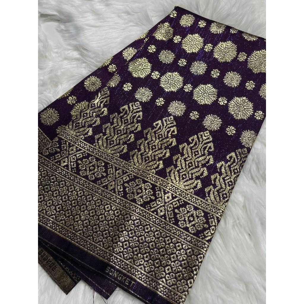 KAMDAR Songket Viral Cyberpunk Gold Bidang 44" Open Meter (Kain Ela) - Ironless & Tak Jarang