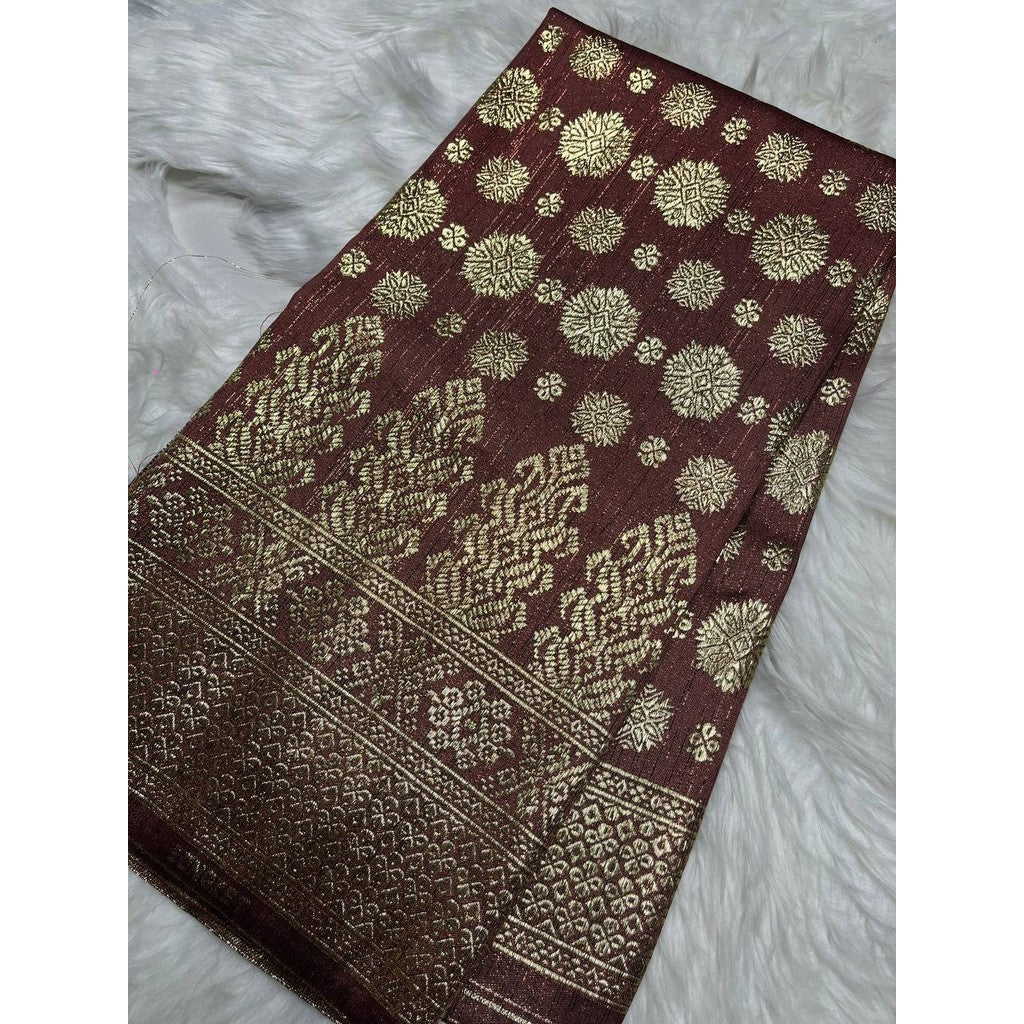 KAMDAR Songket Viral Cyberpunk Gold Bidang 44" Open Meter (Kain Ela) - Ironless & Tak Jarang