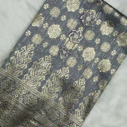 KAMDAR Songket Viral Cyberpunk Gold Bidang 44" Open Meter (Kain Ela) - Ironless & Tak Jarang
