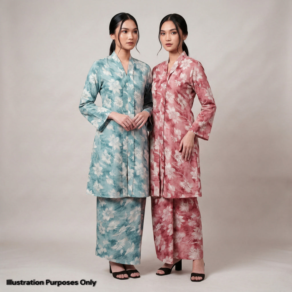 KAMDAR – Elise Baju Kebaya Moden Wanita | Skirt Bercorak Matching | Set Baju Kebaya Eksklusif Untuk Wanita | Saiz S-3XL