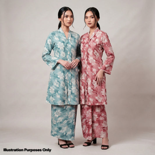 KAMDAR – Elise Baju Kebaya Moden Wanita | Skirt Bercorak Matching | Set Baju Kebaya Eksklusif Untuk Wanita | Saiz S-3XL