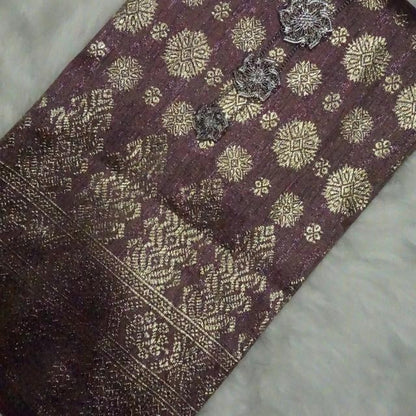 KAMDAR Songket Viral Cyberpunk Gold Bidang 44" Open Meter (Kain Ela) - Ironless & Tak Jarang