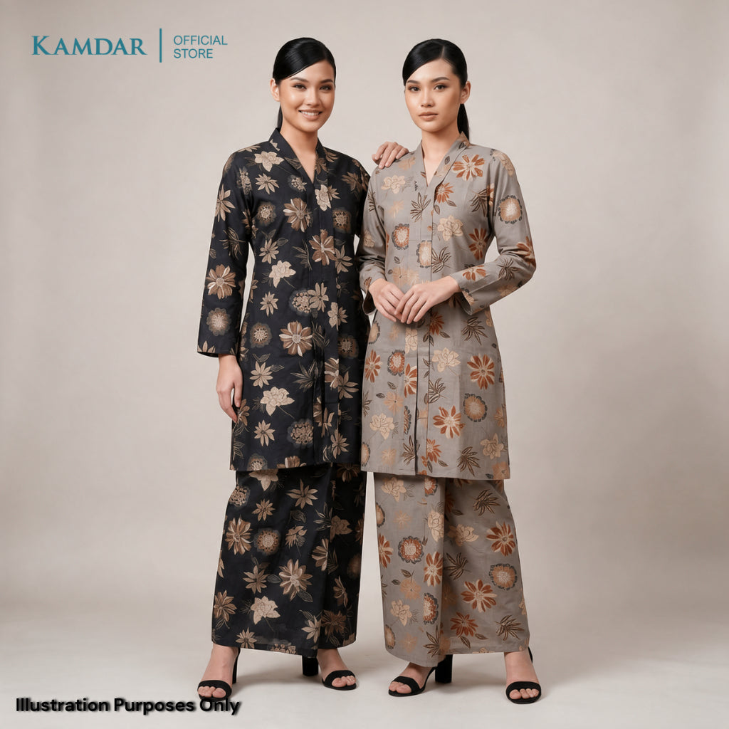 KAMDAR – Elise Baju Kebaya Moden Wanita | Skirt Bercorak Matching | Set Baju Kebaya Eksklusif Untuk Wanita | Saiz S-3XL