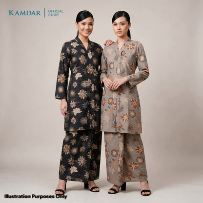 KAMDAR – Elise Baju Kebaya Moden Wanita | Skirt Bercorak Matching | Set Baju Kebaya Eksklusif Untuk Wanita | Saiz S-3XL