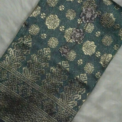 KAMDAR Songket Viral Cyberpunk Gold Bidang 44" Open Meter (Kain Ela) - Ironless & Tak Jarang