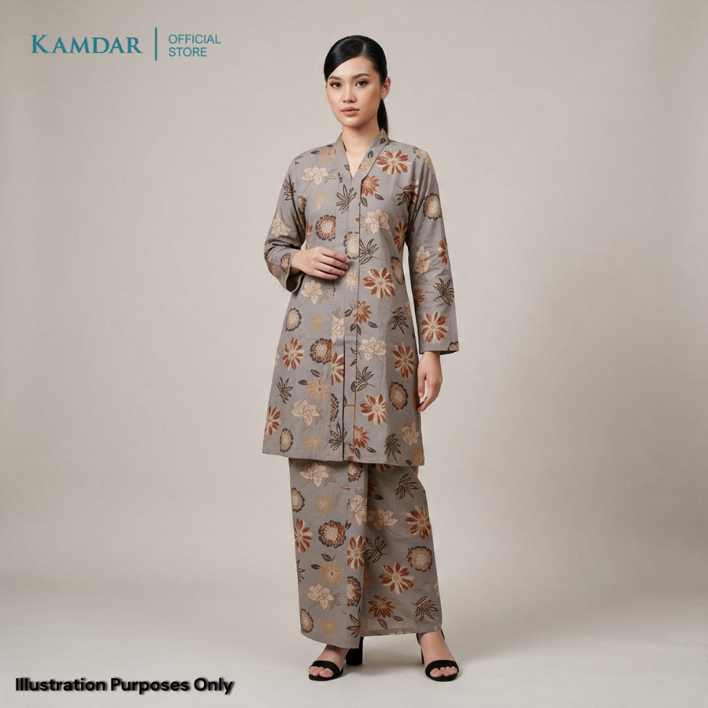 KAMDAR – Elise Baju Kebaya Moden Wanita | Skirt Bercorak Matching | Set Baju Kebaya Eksklusif Untuk Wanita | Saiz S-3XL