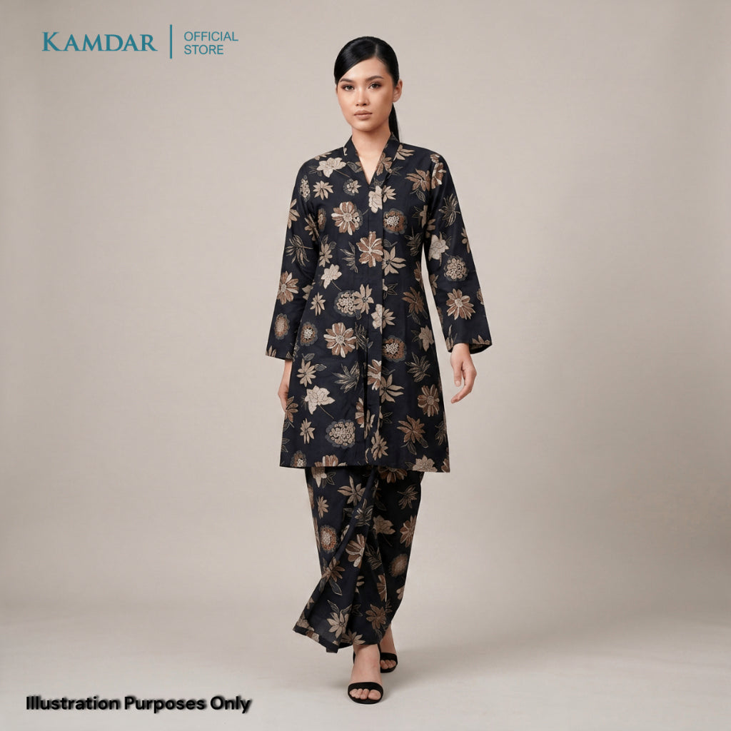 KAMDAR – Elise Baju Kebaya Moden Wanita | Skirt Bercorak Matching | Set Baju Kebaya Eksklusif Untuk Wanita | Saiz S-3XL