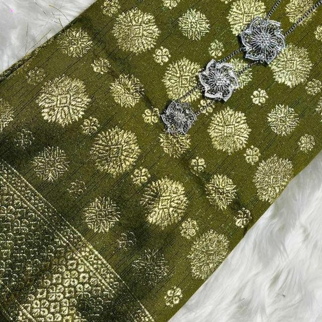 KAMDAR Songket Viral Cyberpunk Gold Bidang 44" Open Meter (Kain Ela) - Ironless & Tak Jarang