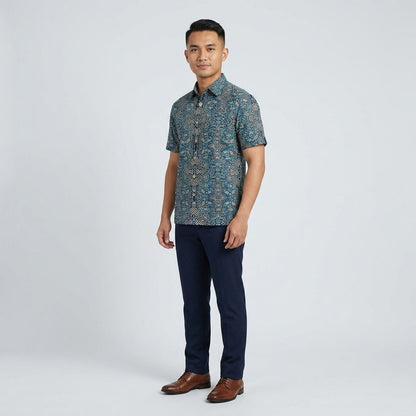 KAMDAR Baskara Batik Shirt | Kemeja Batik Cotton Comfort Fit Moden | Formal & Smart Casual | XS-5XL