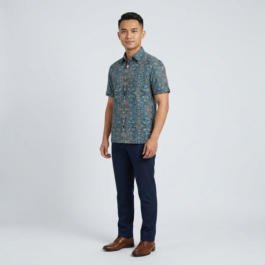 KAMDAR Baskara Batik Shirt | Kemeja Batik Cotton Comfort Fit Moden | Formal & Smart Casual | XS-5XL
