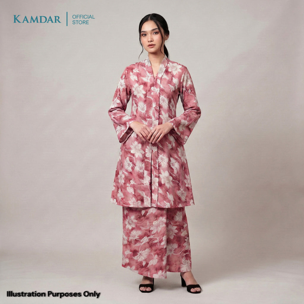 KAMDAR – Elise Baju Kebaya Moden Wanita | Skirt Bercorak Matching | Set Baju Kebaya Eksklusif Untuk Wanita | Saiz S-3XL