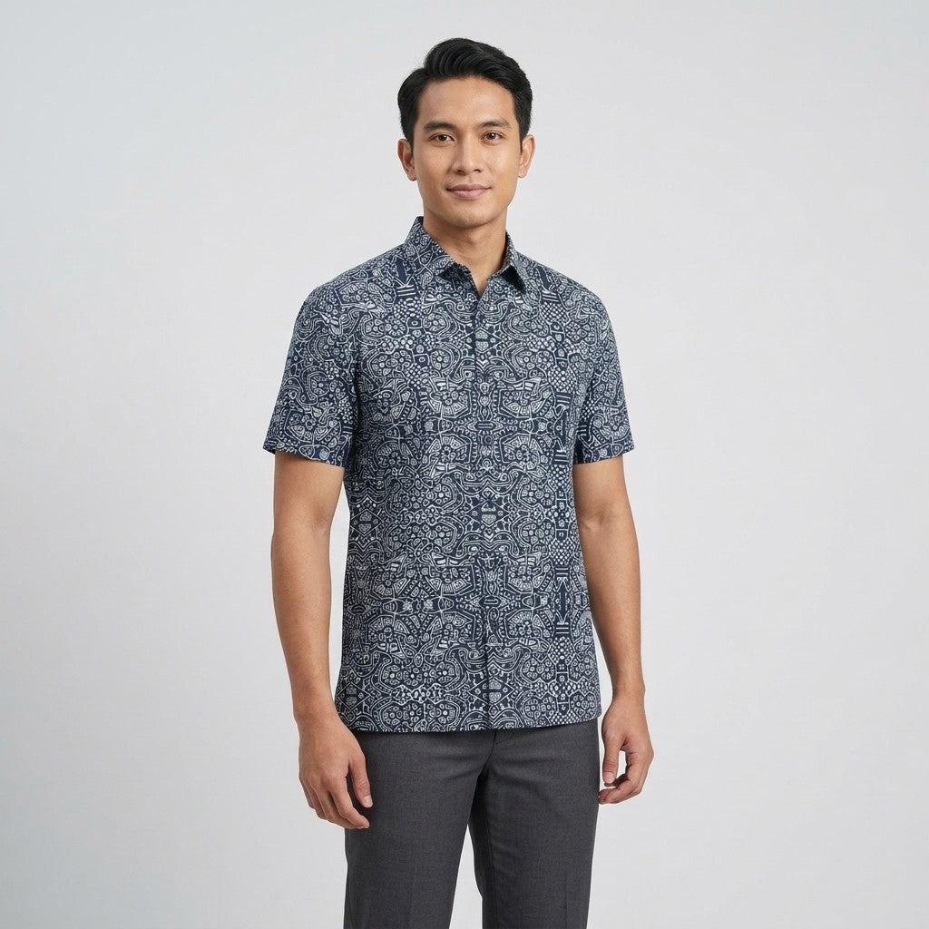 KAMDAR Baskara Batik Shirt | Kemeja Batik Cotton Comfort Fit Moden | Formal & Smart Casual | XS-5XL