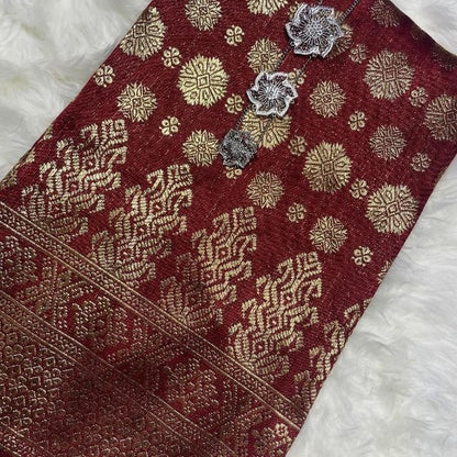 KAMDAR Songket Viral Cyberpunk Gold Bidang 44" Open Meter (Kain Ela) - Ironless & Tak Jarang