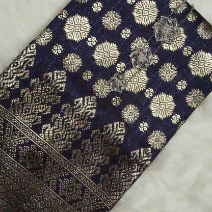 KAMDAR Songket Viral Cyberpunk Gold Bidang 44" Open Meter (Kain Ela) - Ironless & Tak Jarang