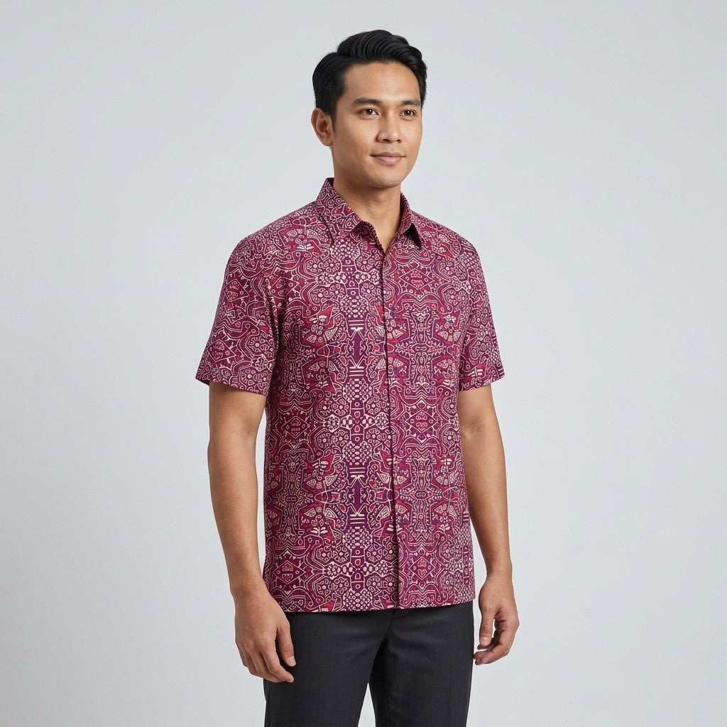KAMDAR Baskara Batik Shirt | Kemeja Batik Cotton Comfort Fit Moden | Formal & Smart Casual | XS-5XL