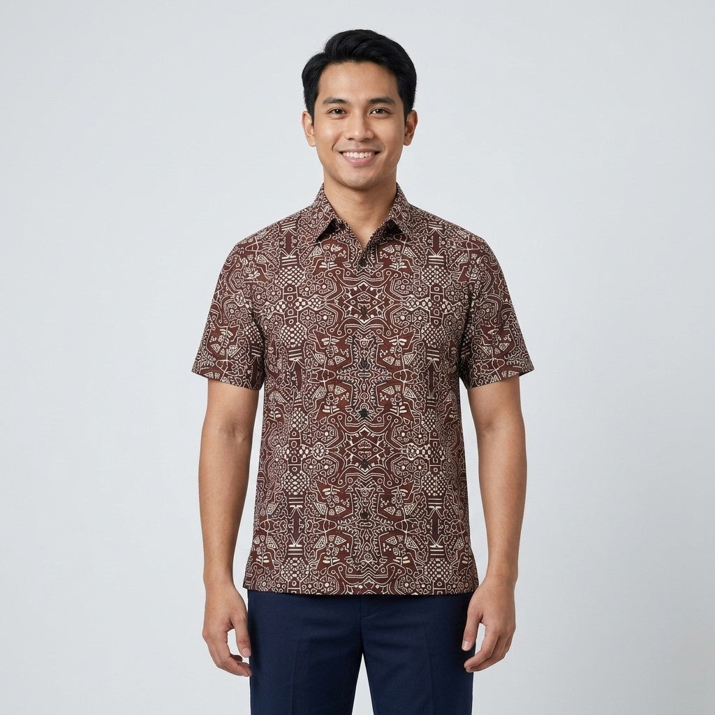 KAMDAR Baskara Batik Shirt | Kemeja Batik Cotton Comfort Fit Moden | Formal & Smart Casual | XS-5XL