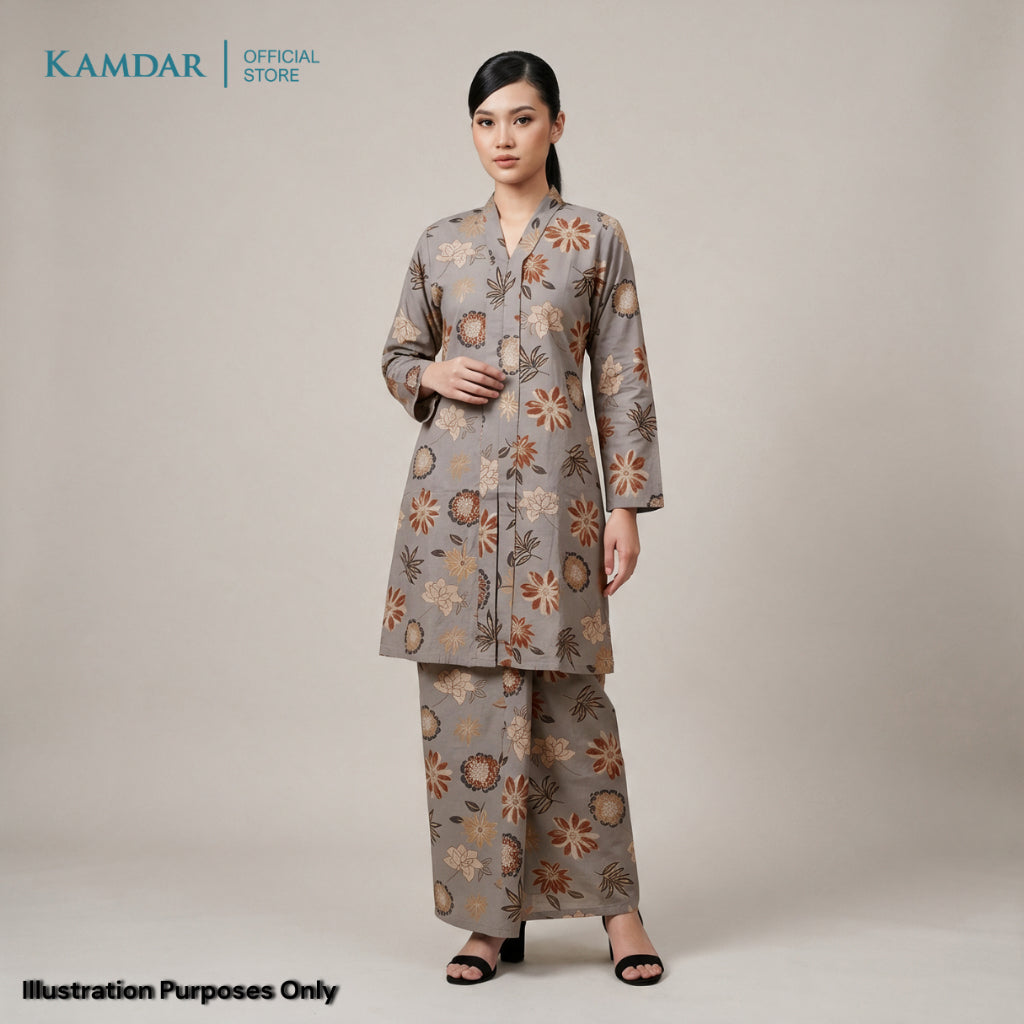 KAMDAR – Elise Baju Kebaya Moden Wanita | Skirt Bercorak Matching | Set Baju Kebaya Eksklusif Untuk Wanita | Saiz S-3XL
