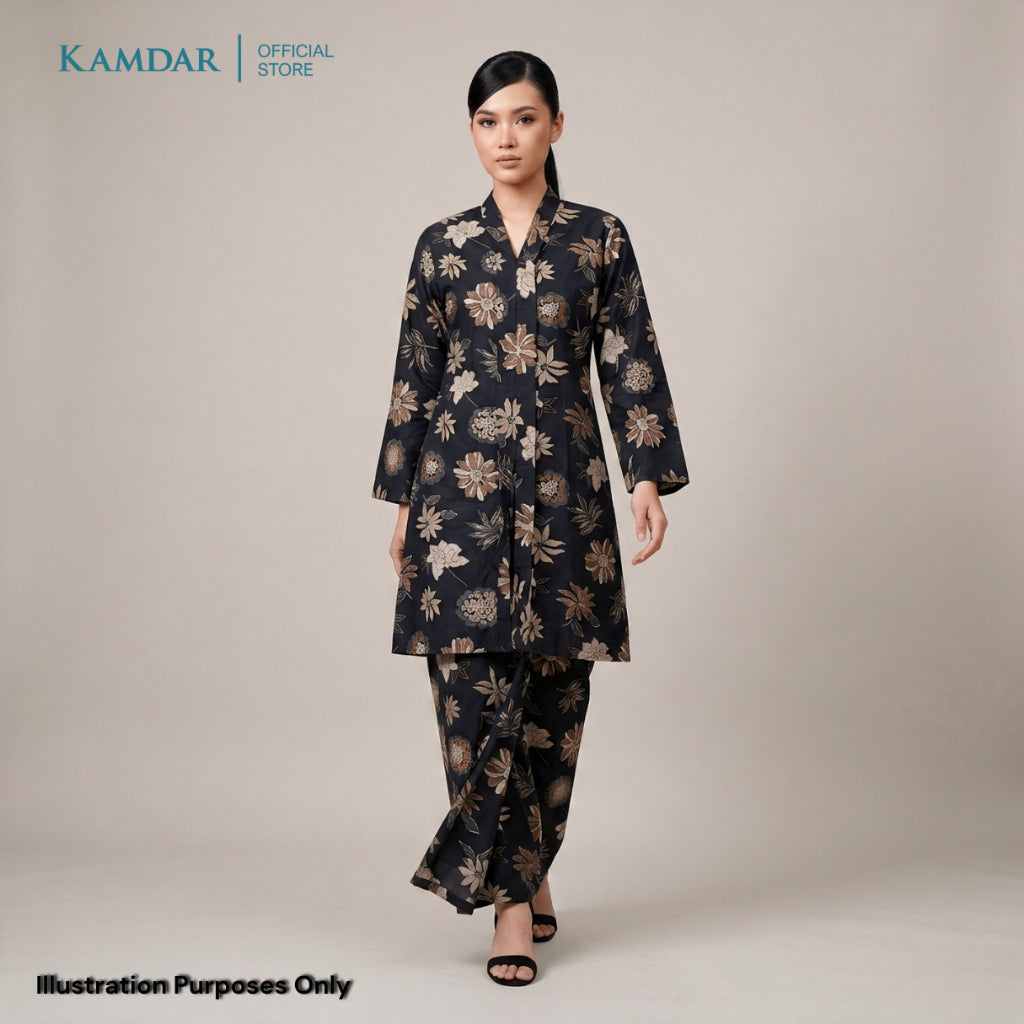 KAMDAR – Elise Baju Kebaya Moden Wanita | Skirt Bercorak Matching | Set Baju Kebaya Eksklusif Untuk Wanita | Saiz S-3XL
