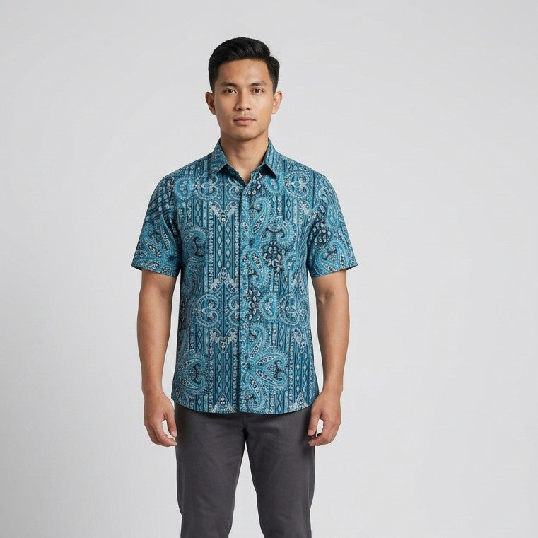 KAMDAR Austen Slub Shirt Lelaki | Kemeja Lengan Pendek Slub Cotton | Smart Casual | M-5XL