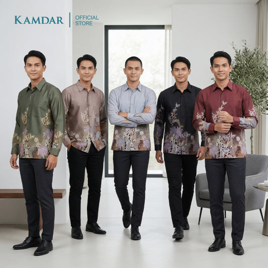 KAMDAR – Seroja Batik Shirt Comfort Fit Long Sleeves | Corak Bunga Peoni