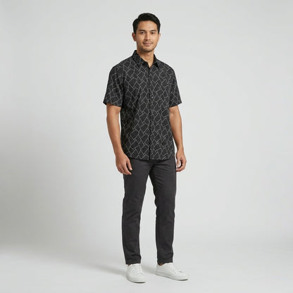 KAMDAR Asterion Lycra Shirt Lelaki | Kemeja Lengan Pendek Stretchable Breathable | Smart Casual | M-5XL