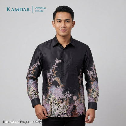 KAMDAR – Seroja Batik Shirt Comfort Fit Long Sleeves | Corak Bunga Peoni