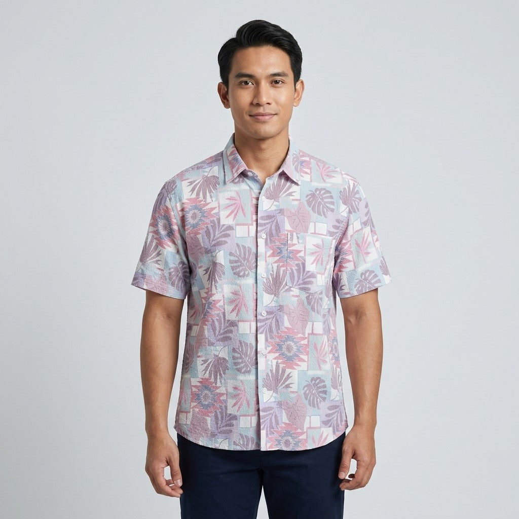KAMDAR Asterion Lycra Shirt Lelaki | Kemeja Lengan Pendek Stretchable Breathable | Smart Casual | M-5XL